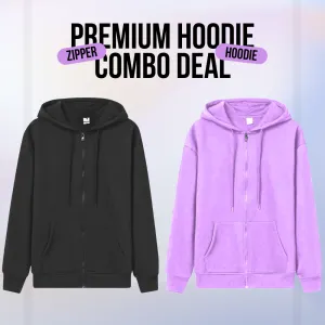 2 Pcs Premium Zipper Hoodie (1006)