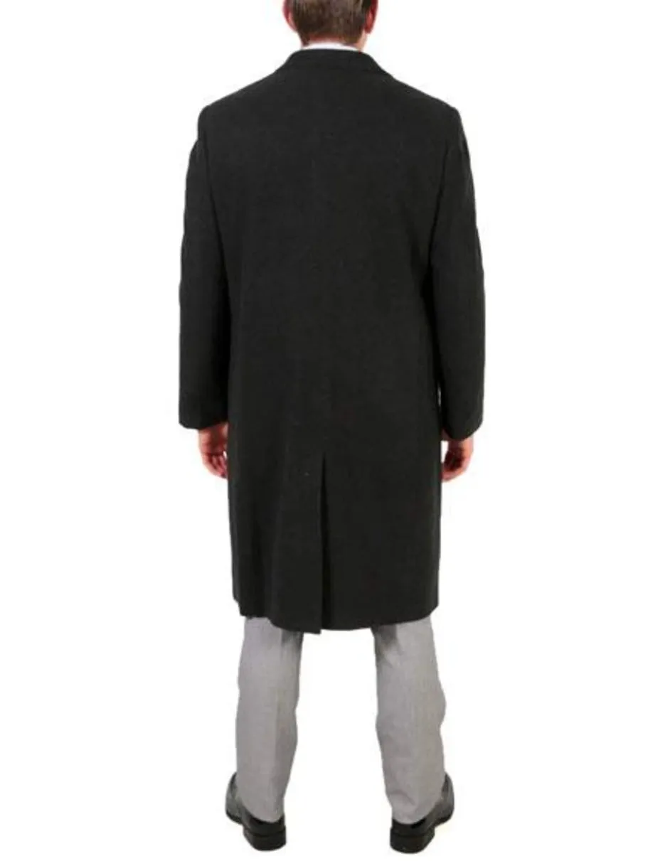 3 Button Wool/Poly Dark Charcoal Overcoat With Slanted Pockets