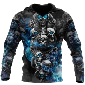 3D All Over Printed Skull Hoodie Skull Smoke Hoodie For Adult