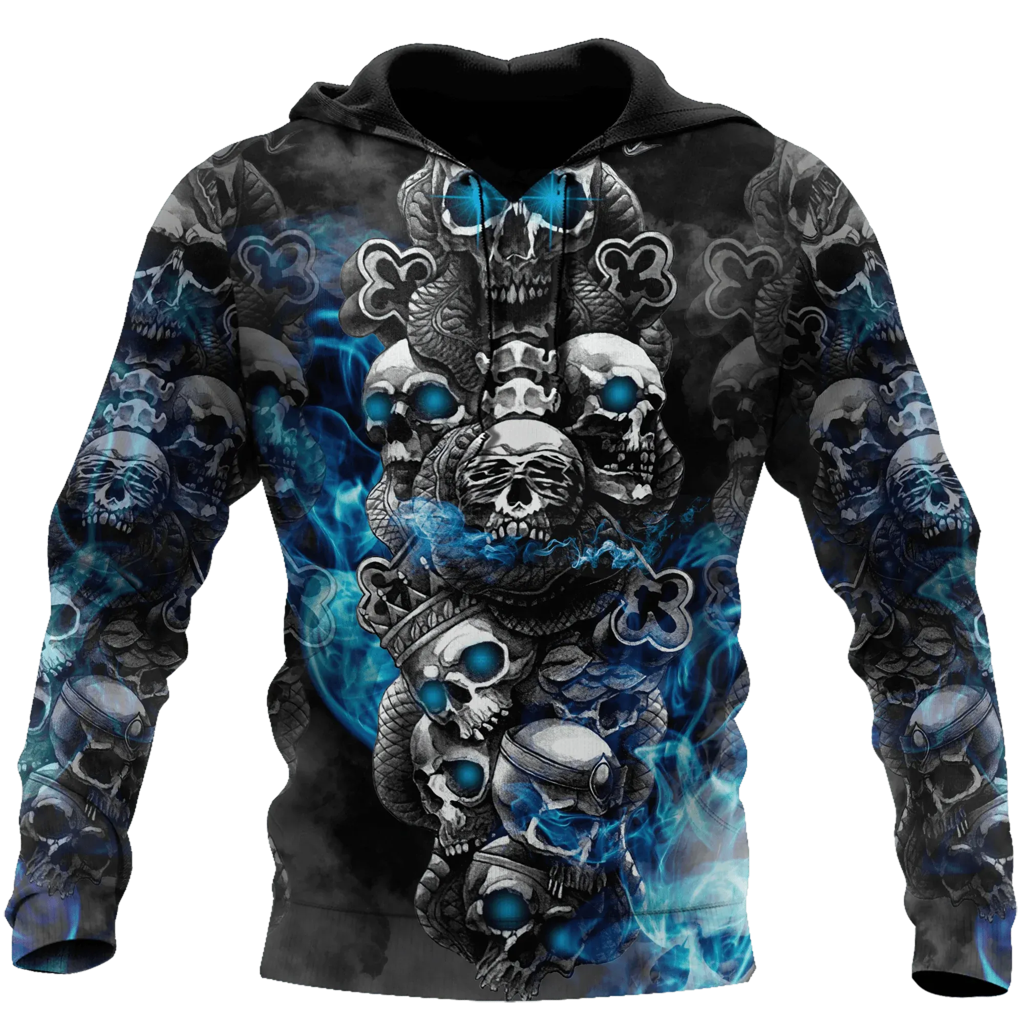 3D All Over Printed Skull Hoodie Skull Smoke Hoodie For Adult