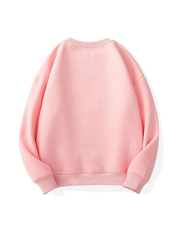 3XL Harajuku Kawaii Strawberry Pink Sweatshirts Fleece Sweatshirt Women Kpop Chic Cute Girls Top Y2k  Clothes