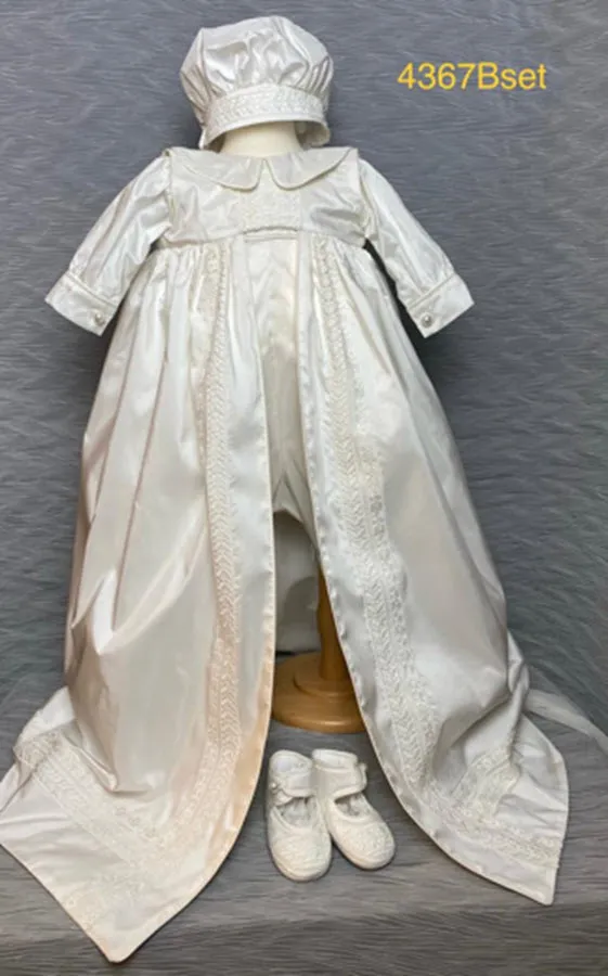 4367B Boys Christening Romper and Cape Set