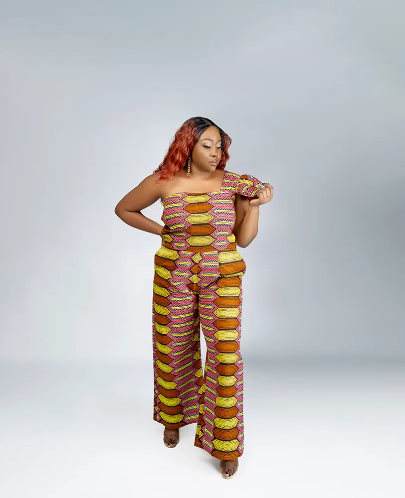 African Print Mawah wide leg jumpsuit