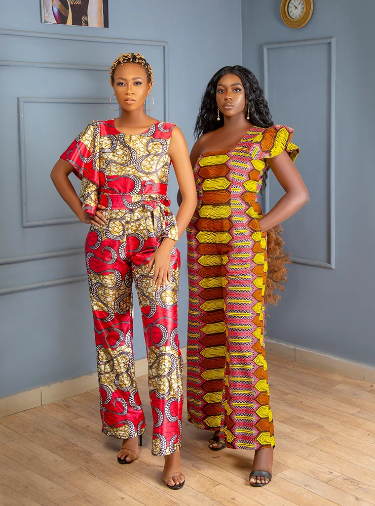 African Print Mawah wide leg jumpsuit