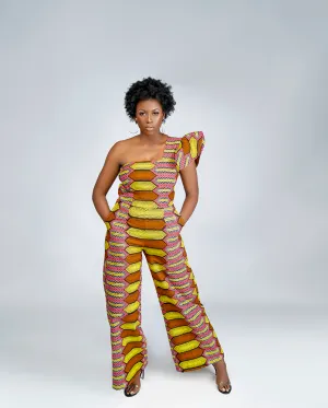 African Print Mawah wide leg jumpsuit