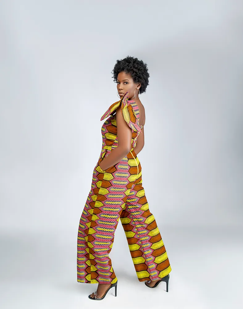 African Print Mawah wide leg jumpsuit