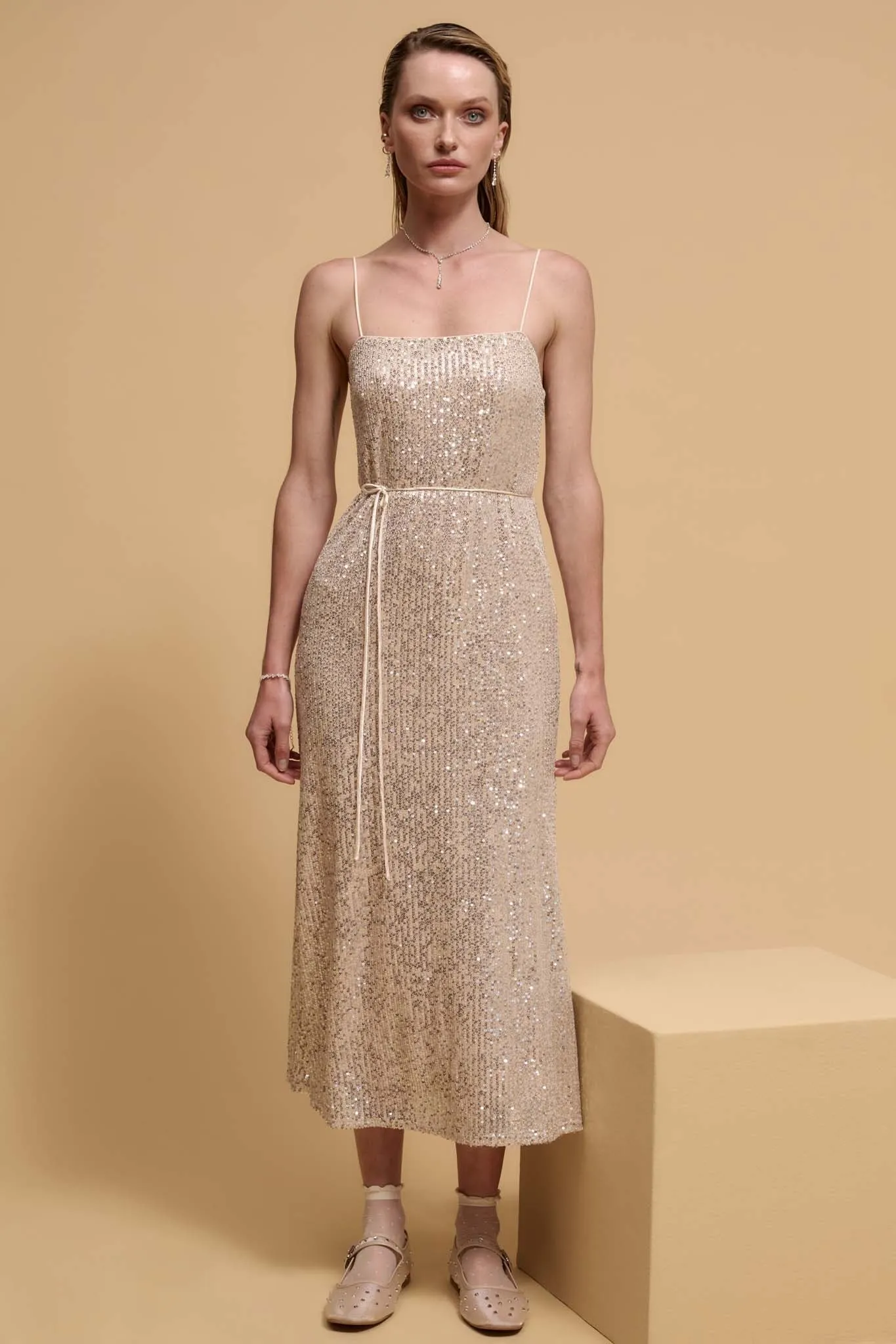 All That Glitters Sequin Midi Slip Dress