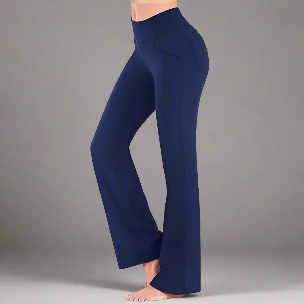 ALLUKASA Relaxing High Elastic Waist Flared Yoga Style with Pocket Pants