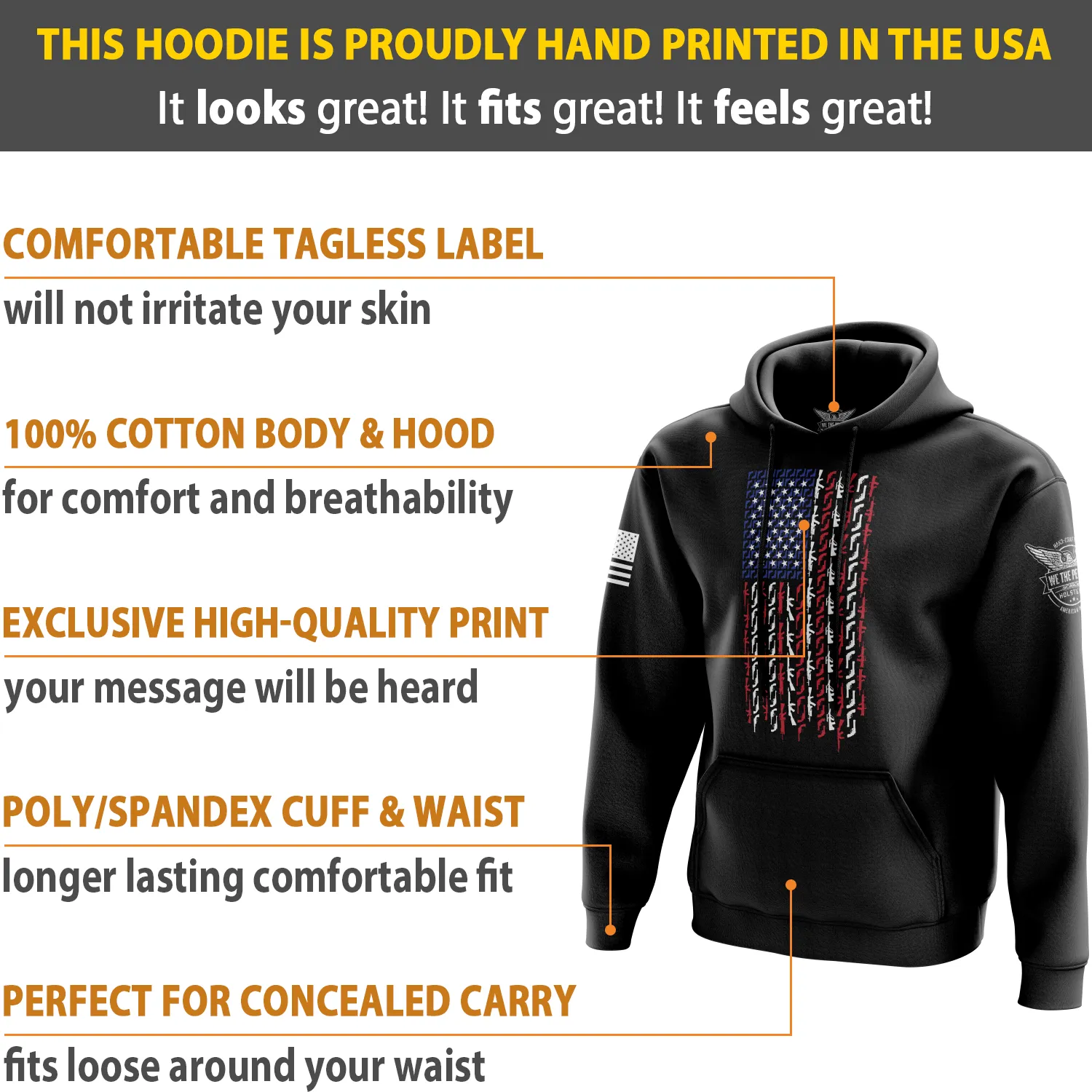 American Flag in Guns - Patriotic Colors Hoodie