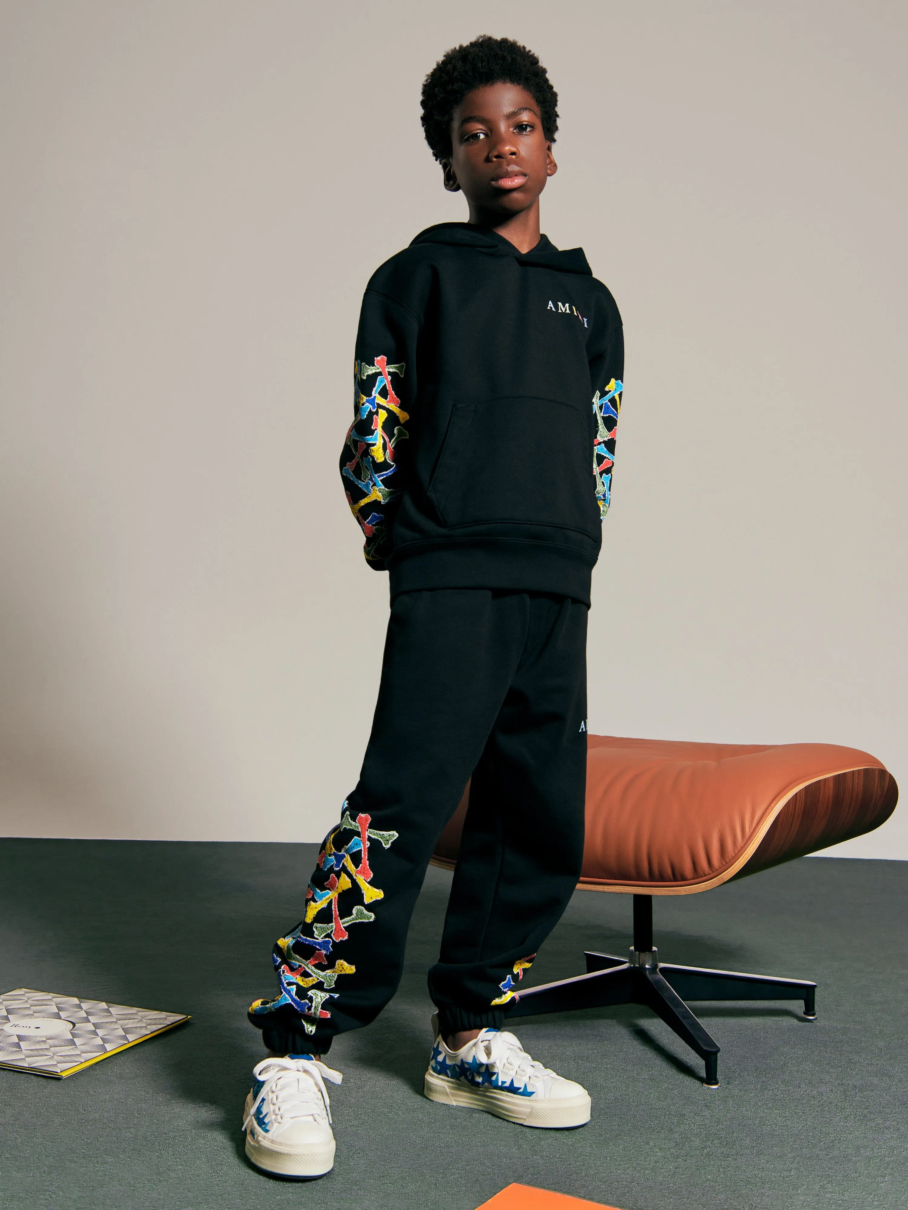 Amiri Kids Bones Scribble Hoodie in Black