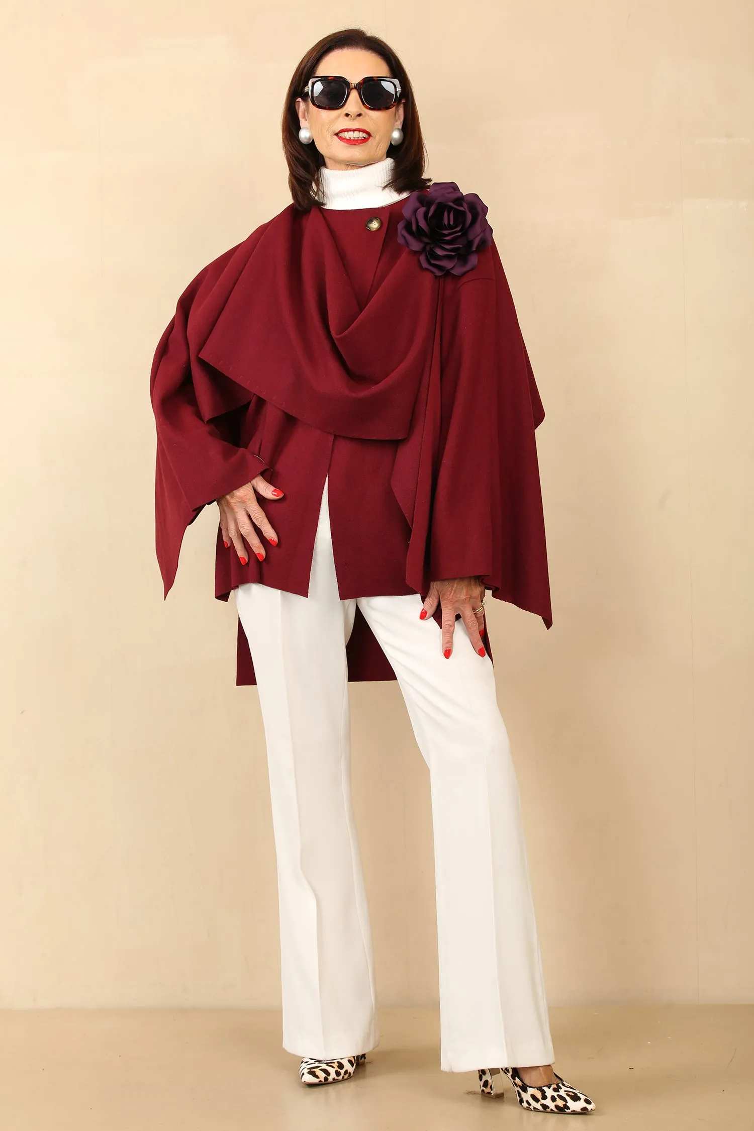 ANNABELLE CAPE COAT - MULLED WINE