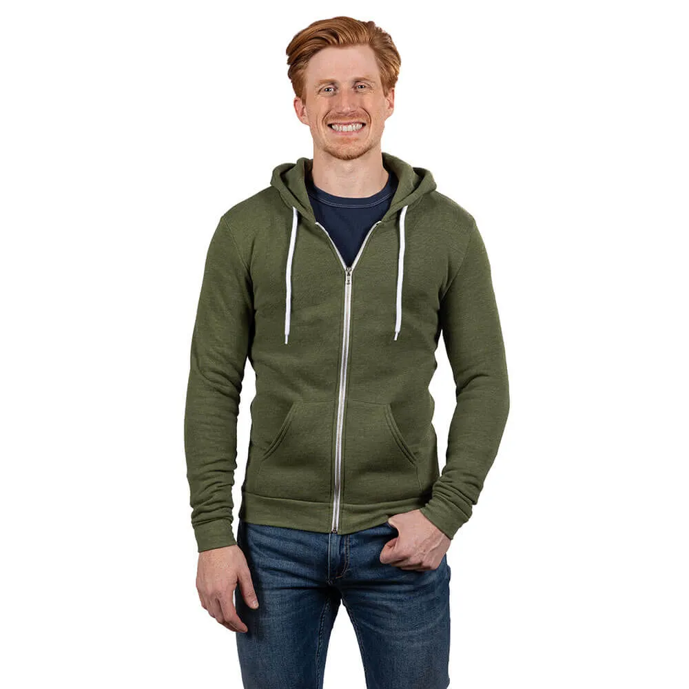 Army Green Heather Salt & Pepper Full Zip Hoodie