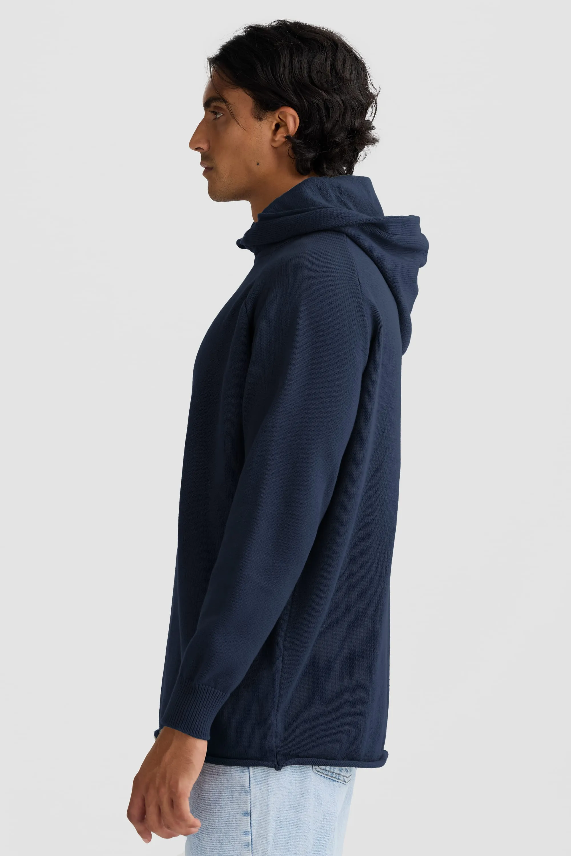 Atlas Knit Hoodie French Navy