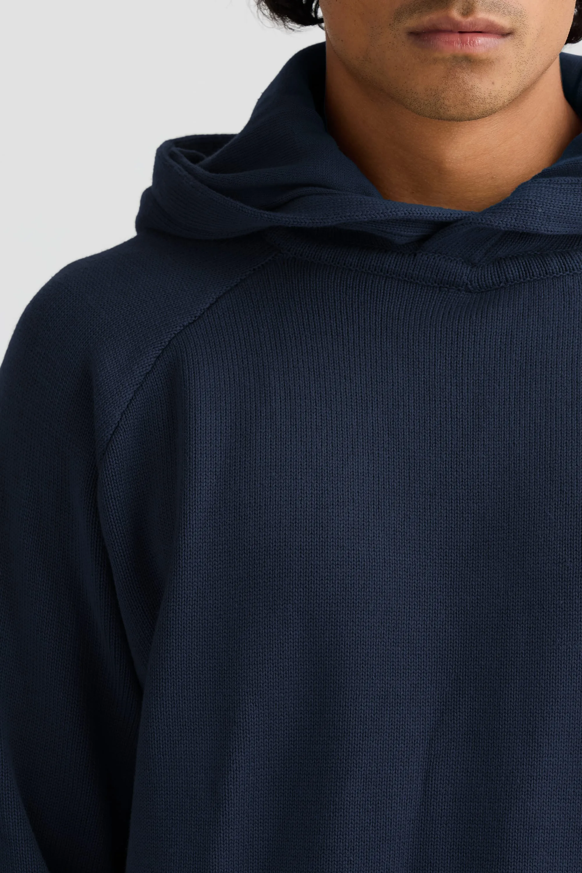 Atlas Knit Hoodie French Navy