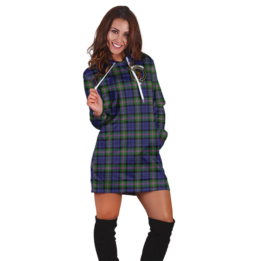 Baird Modern Tartan Hoodie Dress with Family Crest