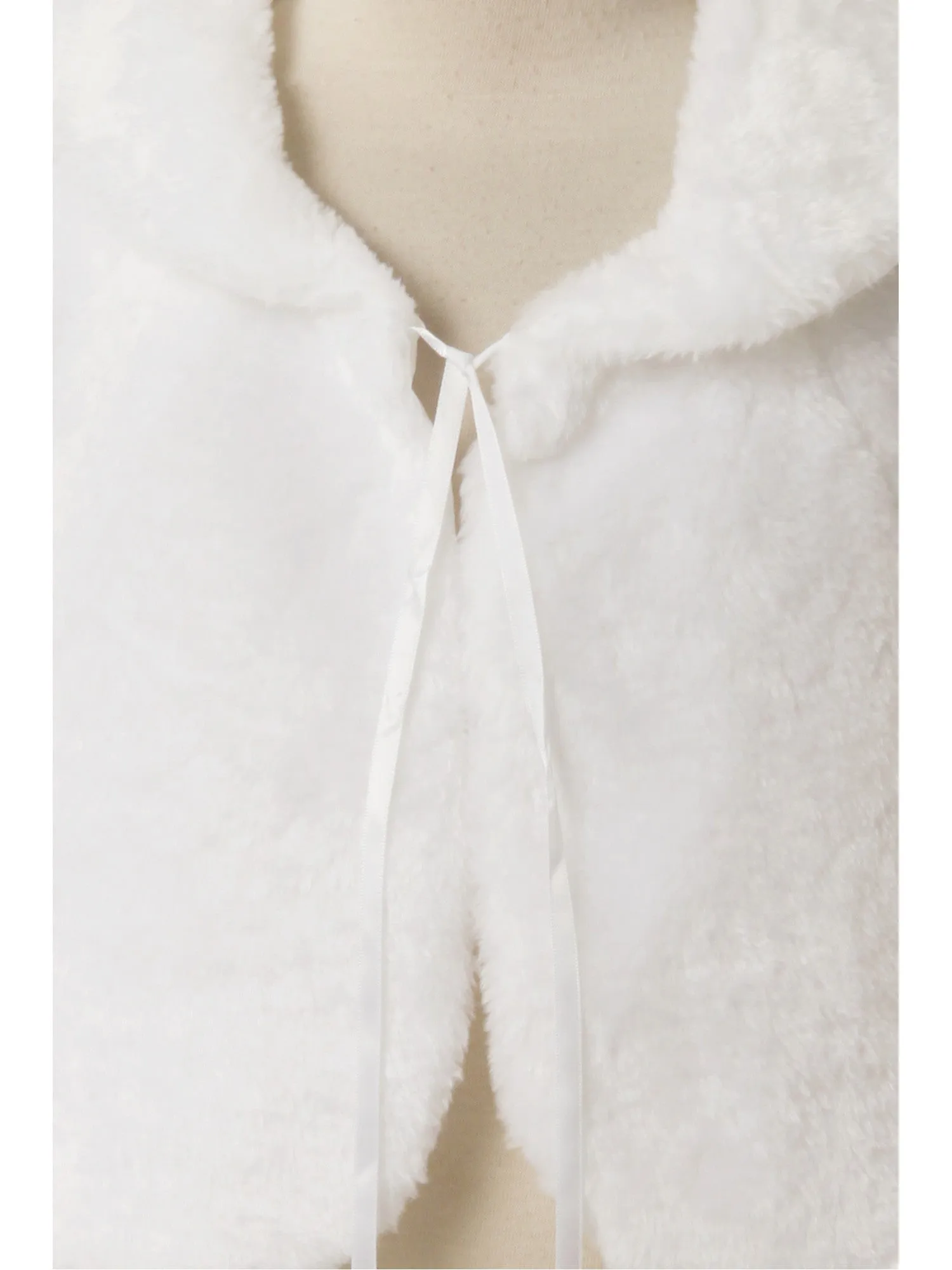 Big Girls White Furry Scalloped Special Occasion Cape 8-12