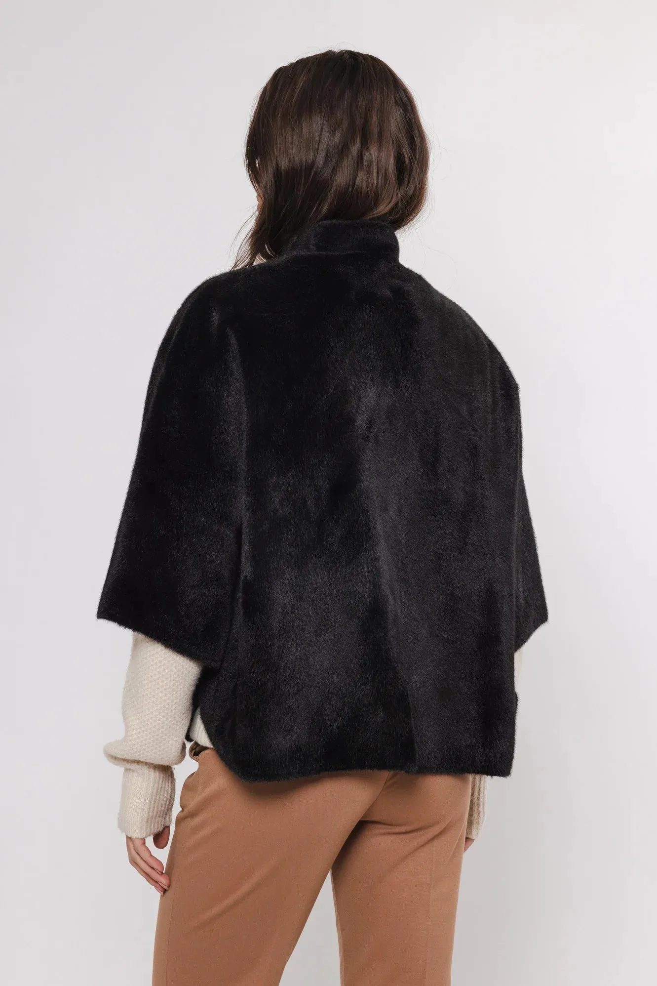 Black Faux Fur Cape