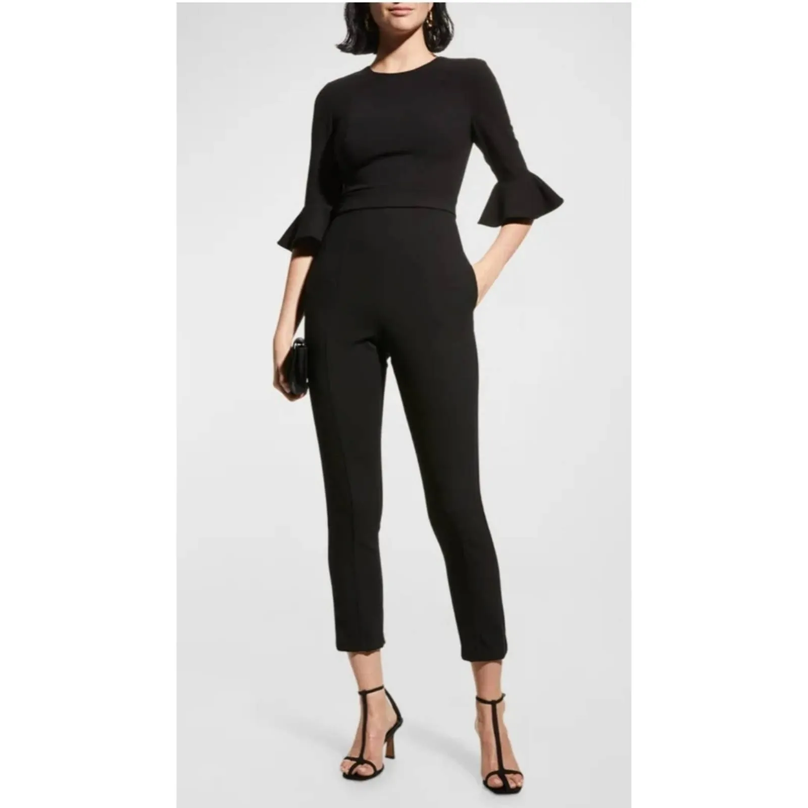 Black Halo Brooklyn Quarter Bell Sleeve Jumpsuit Black