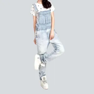 Bleached vintage women denim dungaree