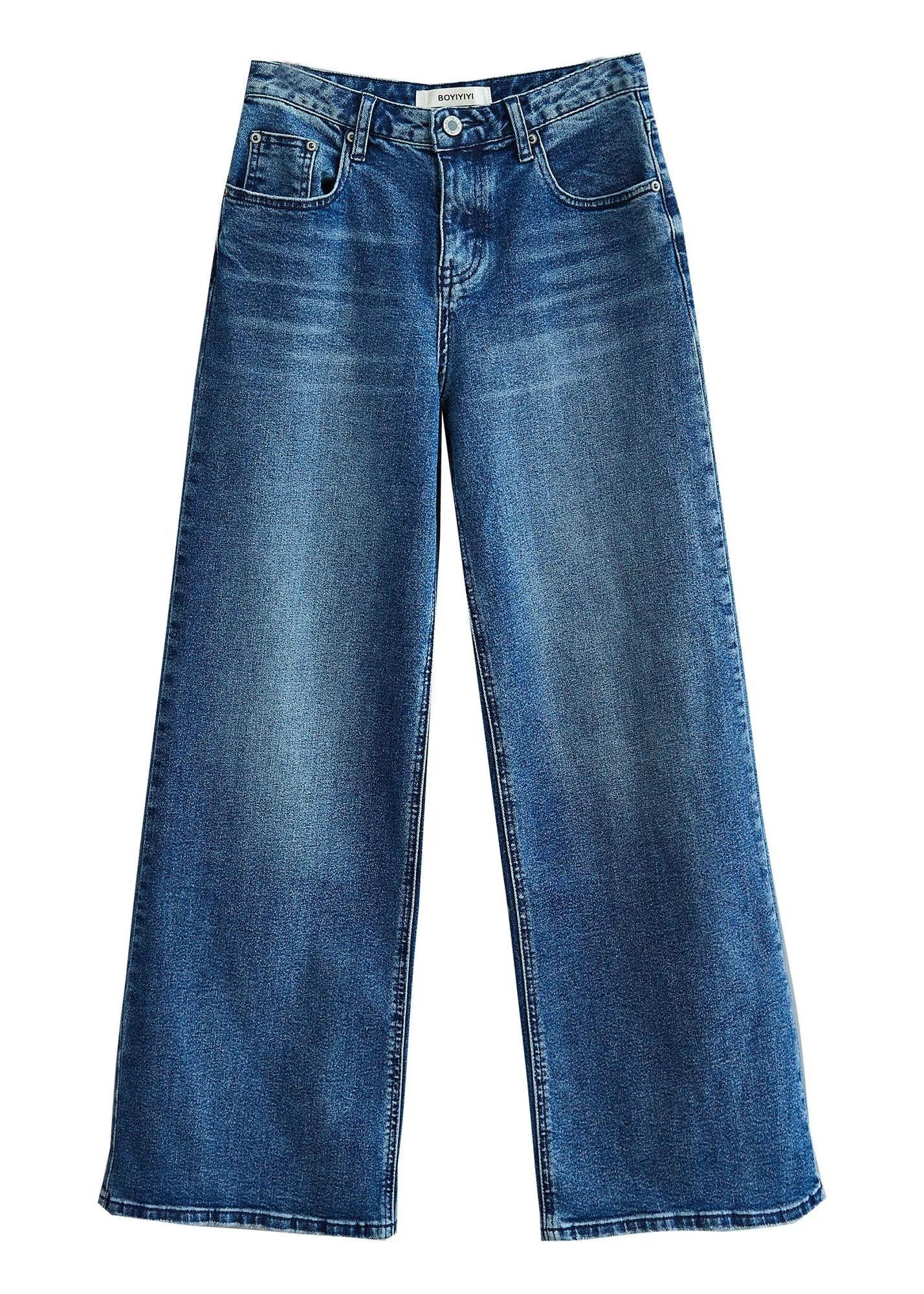 Blue Casual high waist denim Pants