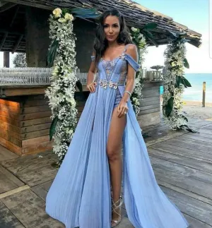 Blue Prom Dress Women Sexy Dresses Elegant Party Dress     fg1990