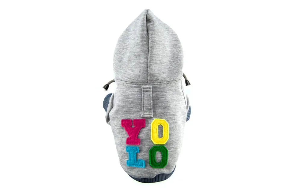 Bowl and Bone Yolo Grey Dog Hoodie