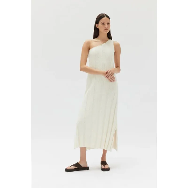 Caitlin Rib Knit Midi Dress | Antique White