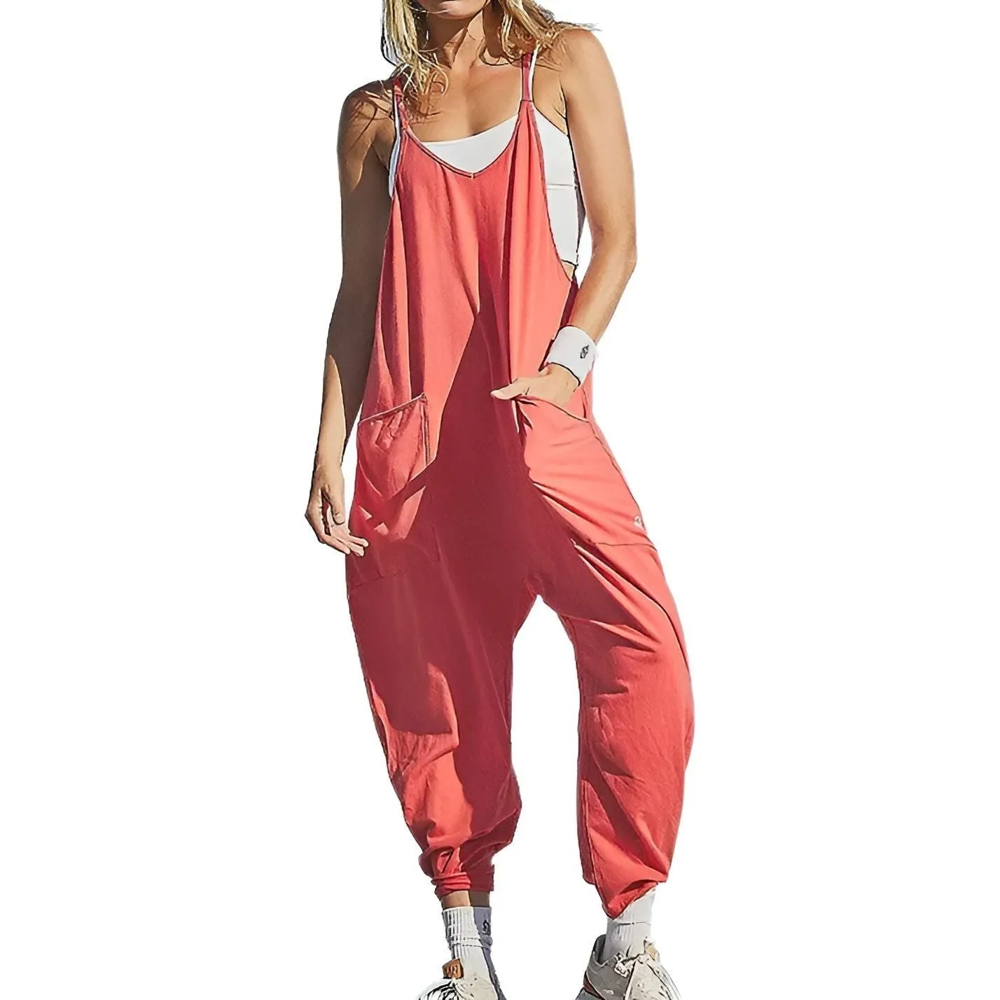 Carla Jumpsuit - Atmungsaktiver Sommer Weiten Beinen Overall für Frauen