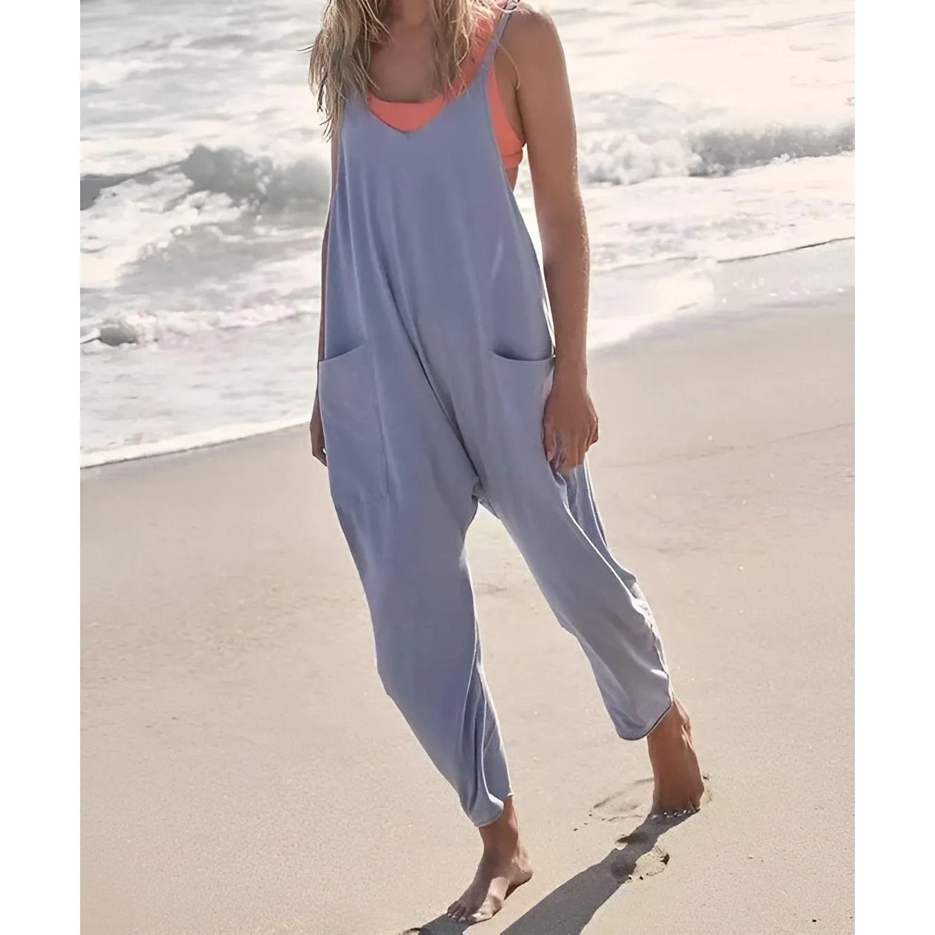 Carla Jumpsuit - Atmungsaktiver Sommer Weiten Beinen Overall für Frauen