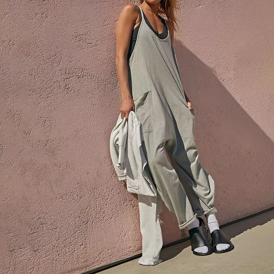 Carla Jumpsuit - Atmungsaktiver Sommer Weiten Beinen Overall für Frauen