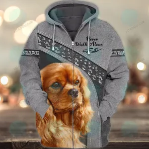 Cavalier King Charles Spaniel Love Never Walk Alone 3D Full Print Christmas Shirts