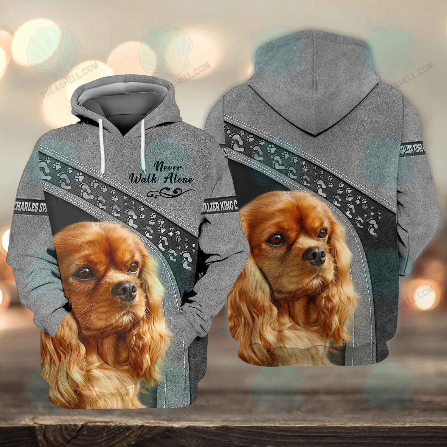 Cavalier King Charles Spaniel Love Never Walk Alone 3D Full Print Christmas Shirts