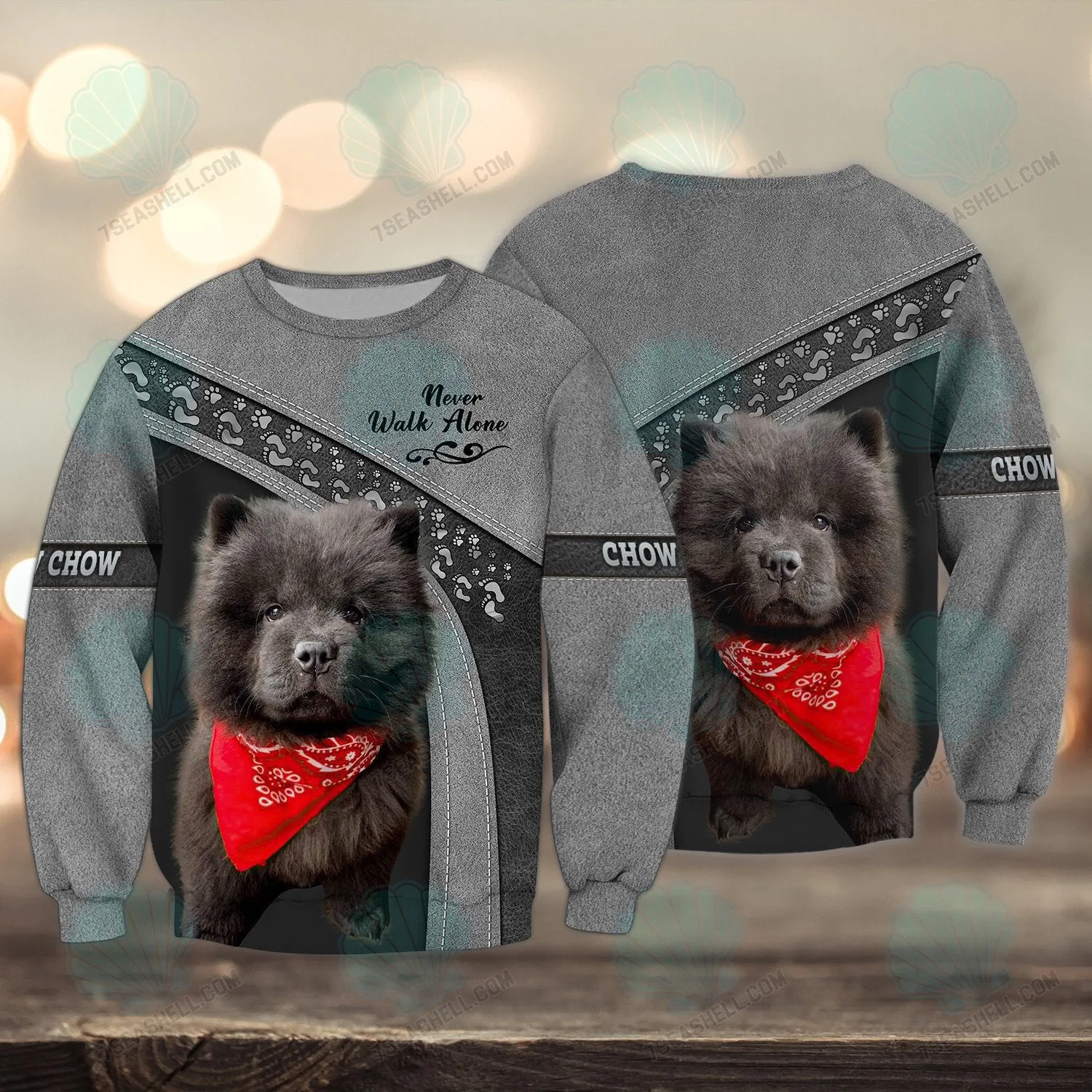 Chow Chow Never Walk Alone 3D Full Print Shirts, Christmas Dog Memorial Gifts for loss of Dog