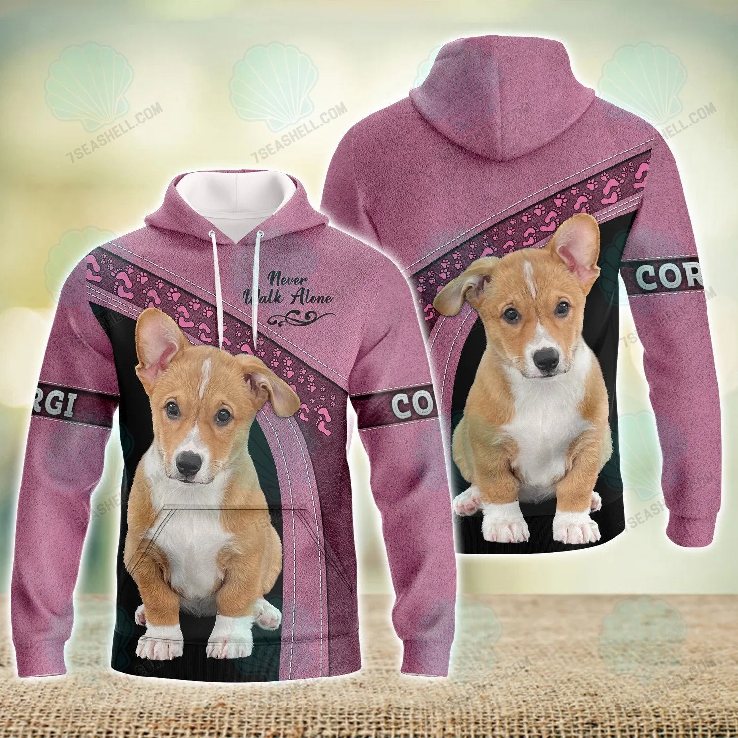 Corgi Never Walk Alone 3D Full Print Shirts, Christmas Dog Memorial Gifts for loss of Dog