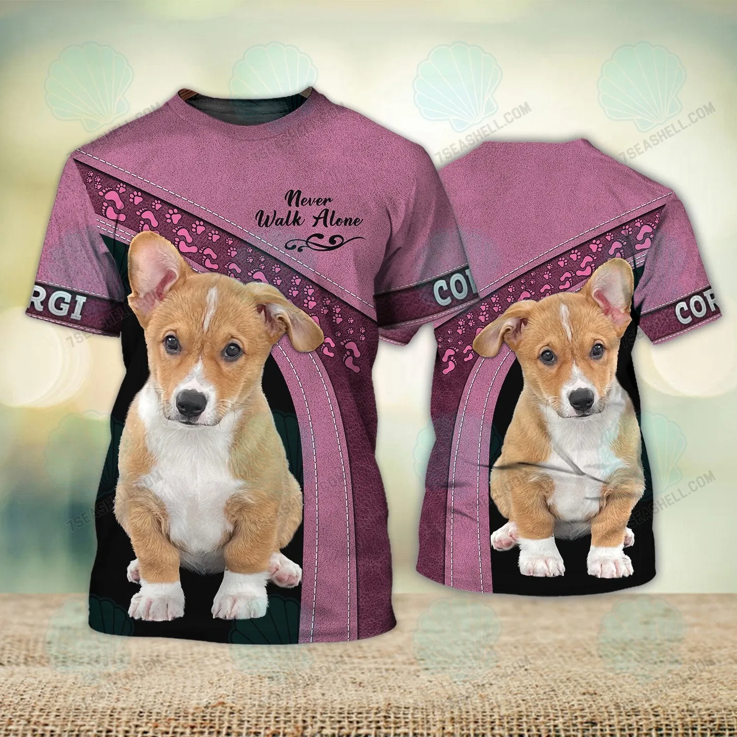 Corgi Never Walk Alone 3D Full Print Shirts, Christmas Dog Memorial Gifts for loss of Dog