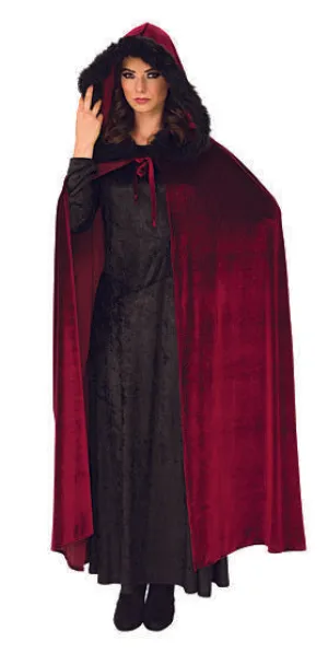 Costume femme cape avec capuchon bourgogne (STD)