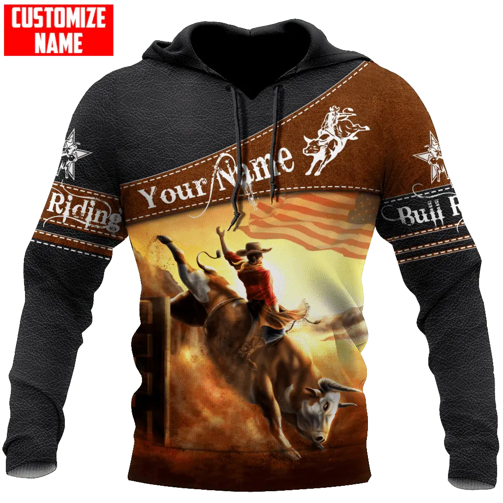 Custom Name Bull Riding Hoodie For Adults, Rodeo Hoodie For Men And Women, Cowboy Hoodie