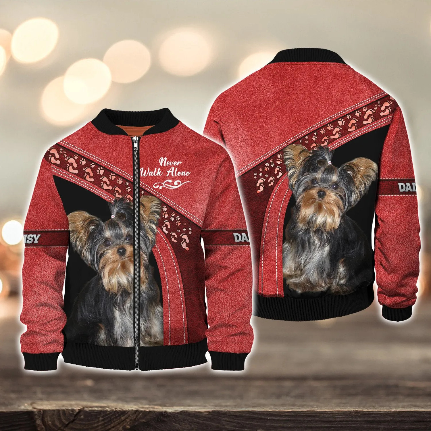 DAISY Love Never Walk Alone Love Red 3D Full Print Shirts, Shirt For Dog Lovers, Dog Memorial Gifts for loss of Dog