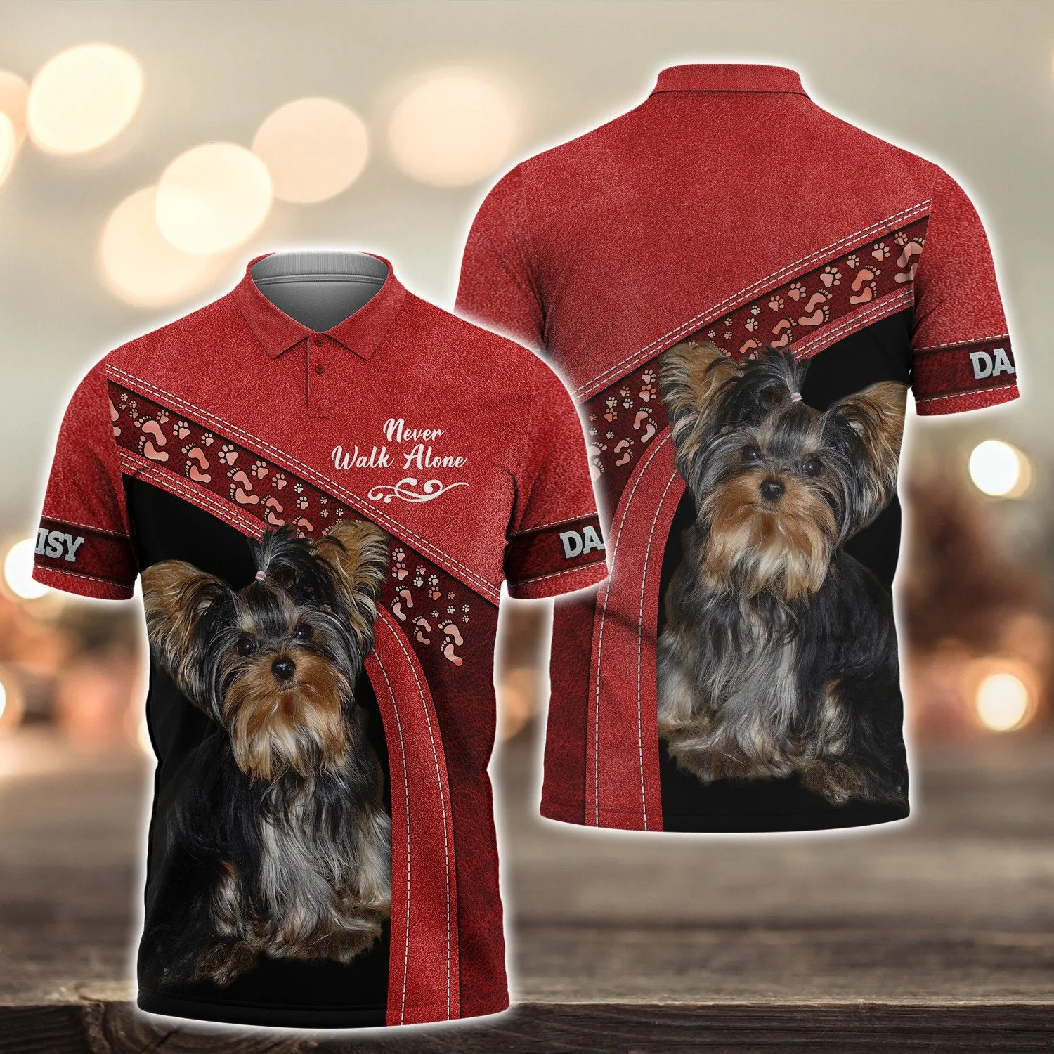 DAISY Love Never Walk Alone Love Red 3D Full Print Shirts, Shirt For Dog Lovers, Dog Memorial Gifts for loss of Dog