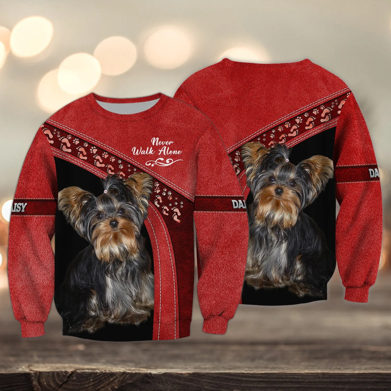 DAISY Love Never Walk Alone Love Red 3D Full Print Shirts, Shirt For Dog Lovers, Dog Memorial Gifts for loss of Dog