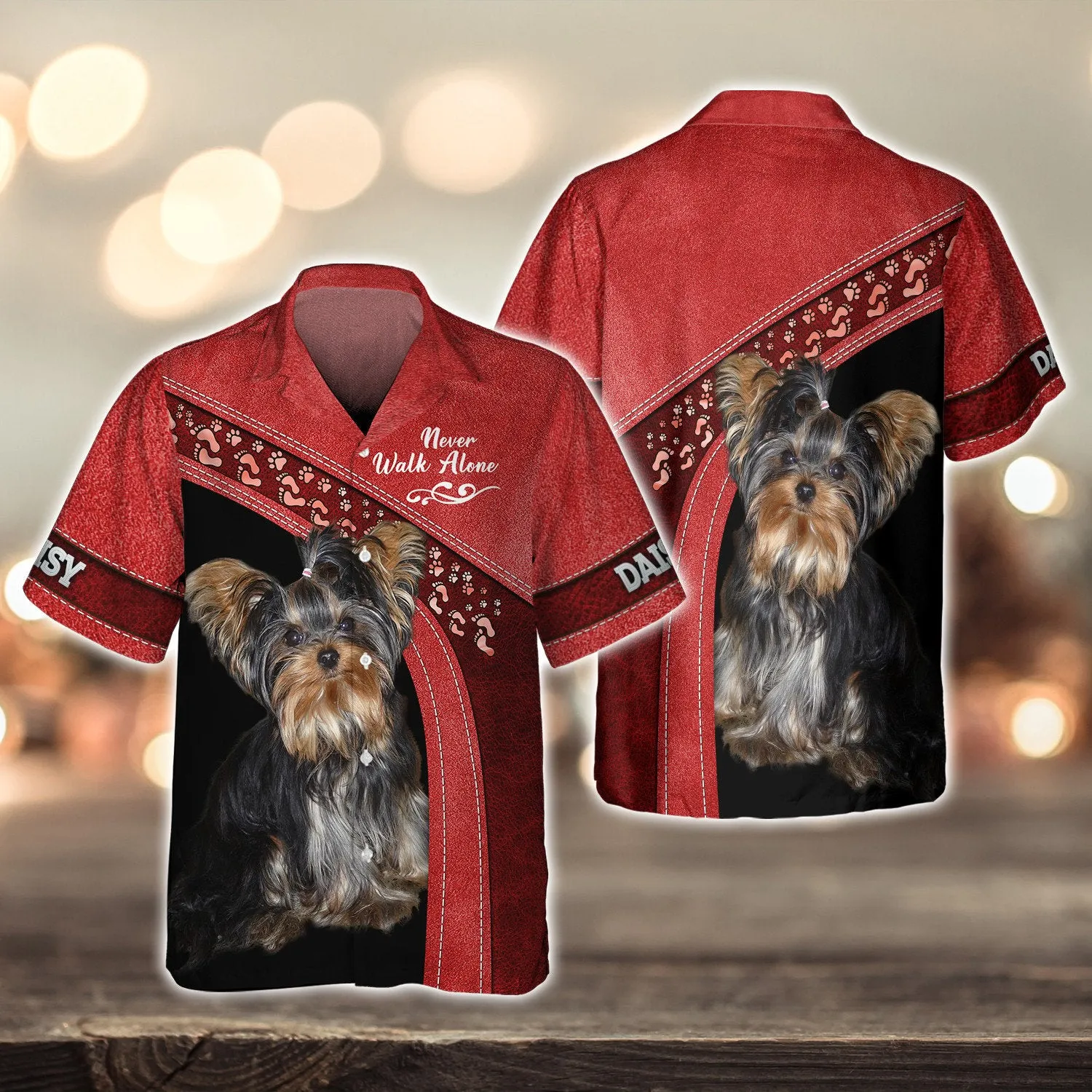 DAISY Love Never Walk Alone Love Red 3D Full Print Shirts, Shirt For Dog Lovers, Dog Memorial Gifts for loss of Dog