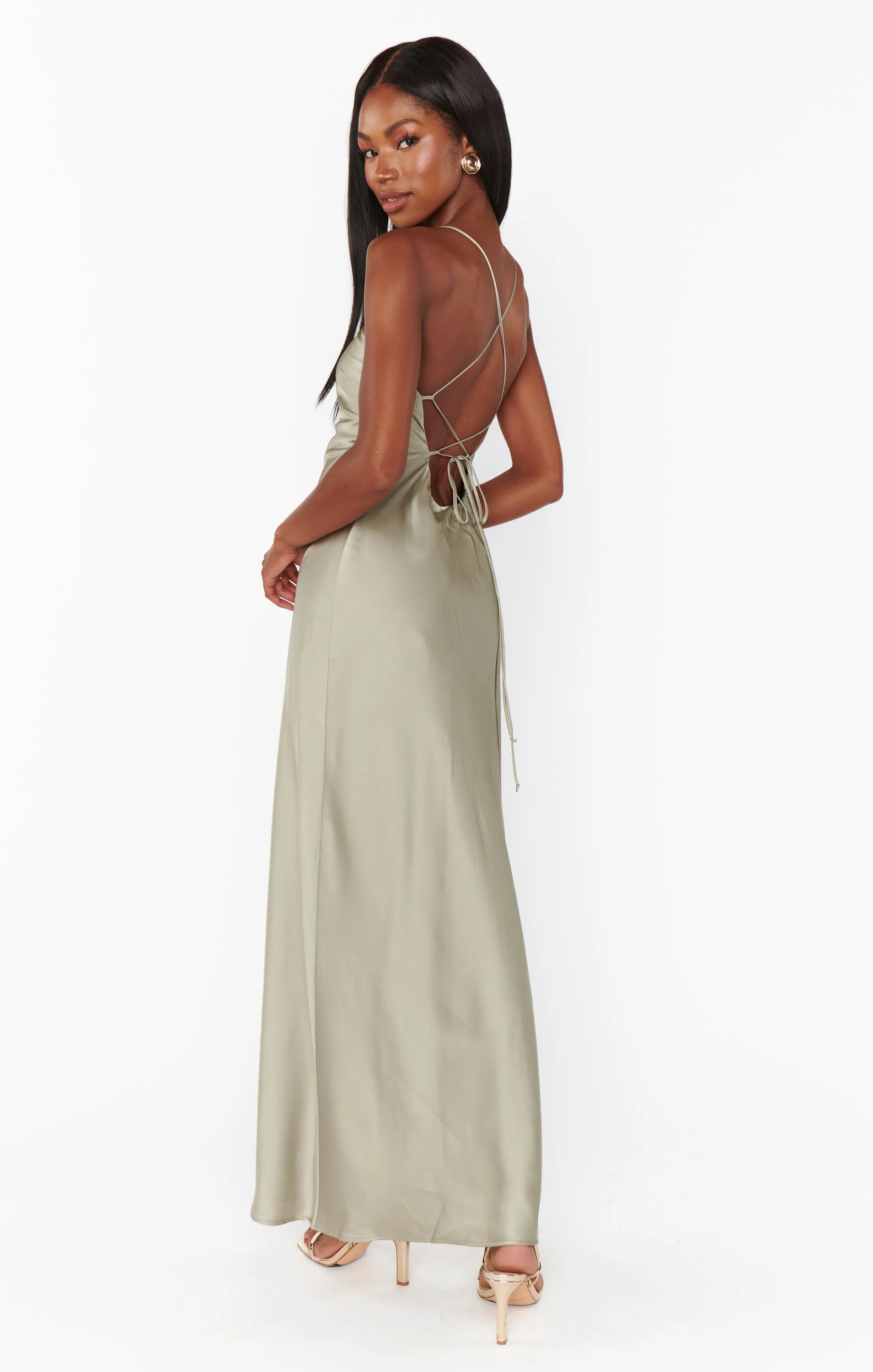 Dani Slip Dress ~ Moss Green Luxe Satin