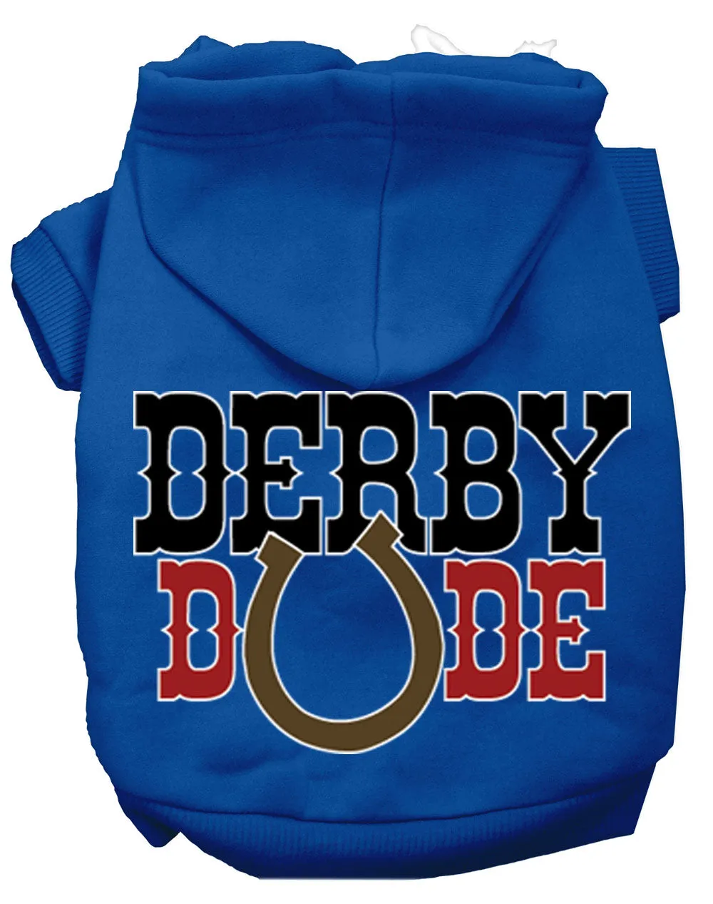 Derby Dude Screen Print Dog Hoodie Blue L