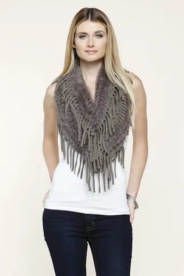 Dolce Cabo infinity fur scarf with fringe trim 3 colors # 31881