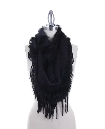 Dolce Cabo infinity fur scarf with fringe trim 3 colors # 31881