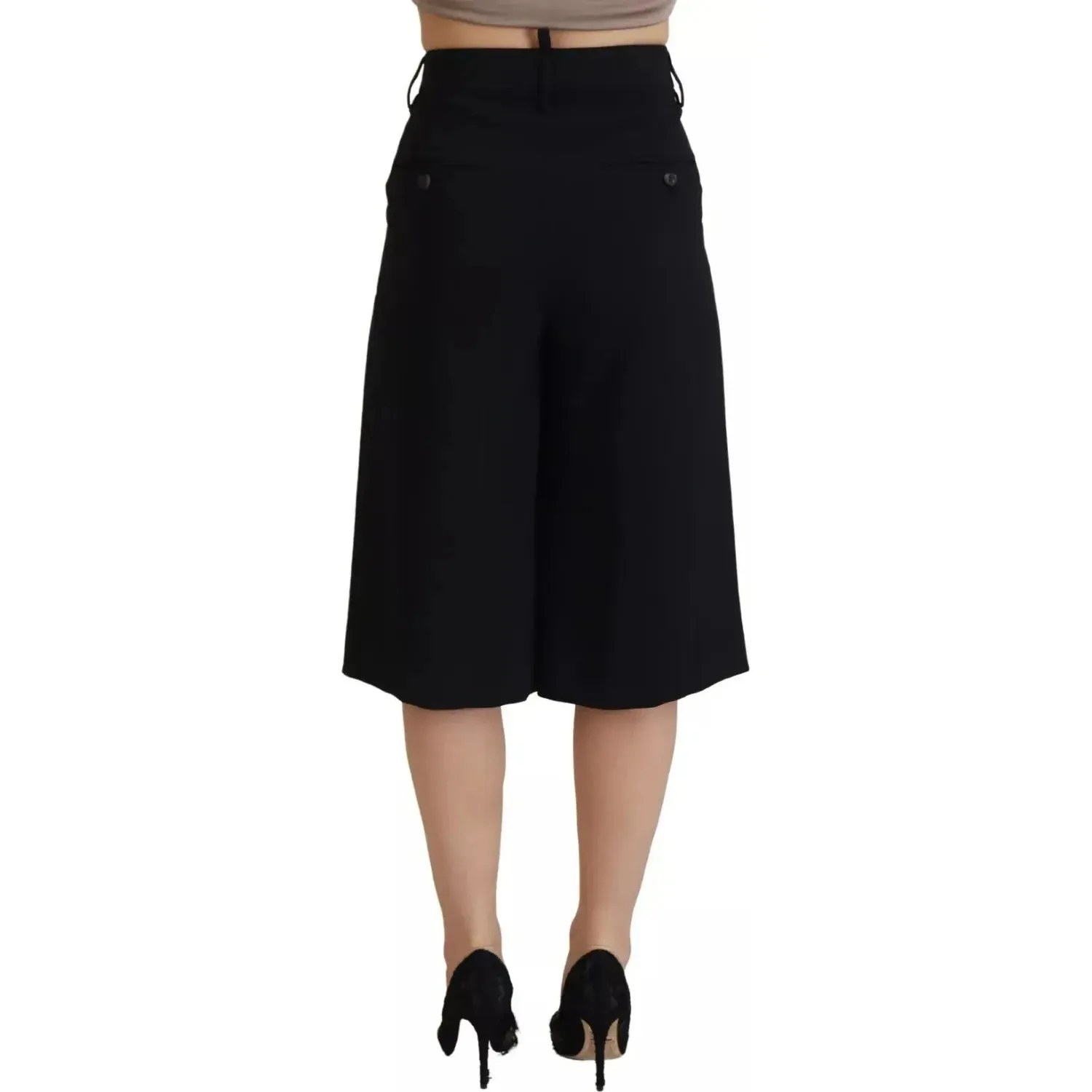 Dsquared² Black High Waist Wide Leg Cropped Trouser Pants