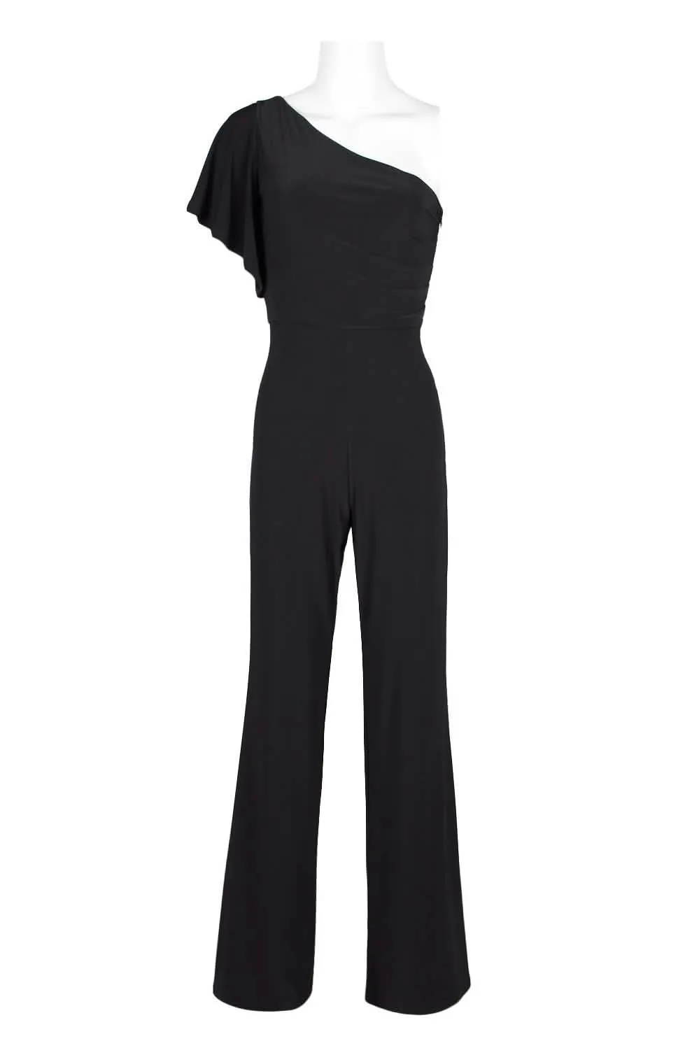 Elegant One-Shoulder Matte Jersey Jumpsuit with Flutter Sleeves by Laundry