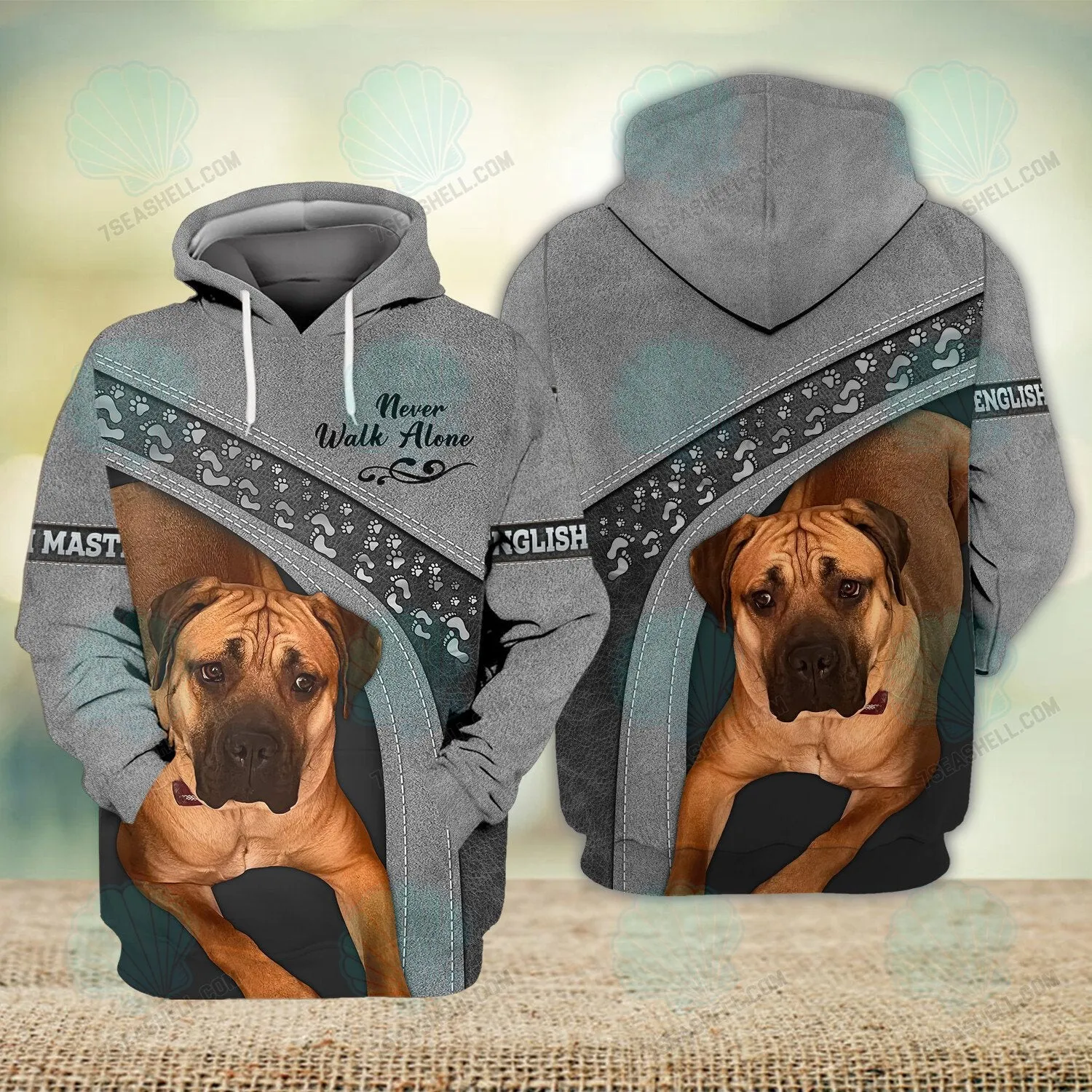 English mastiff Never Walk Alone 3D Full Print Shirts, Christmas Dog Memorial Gifts for loss of Dog