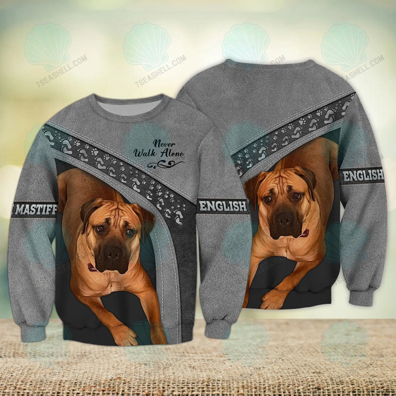 English mastiff Never Walk Alone 3D Full Print Shirts, Christmas Dog Memorial Gifts for loss of Dog