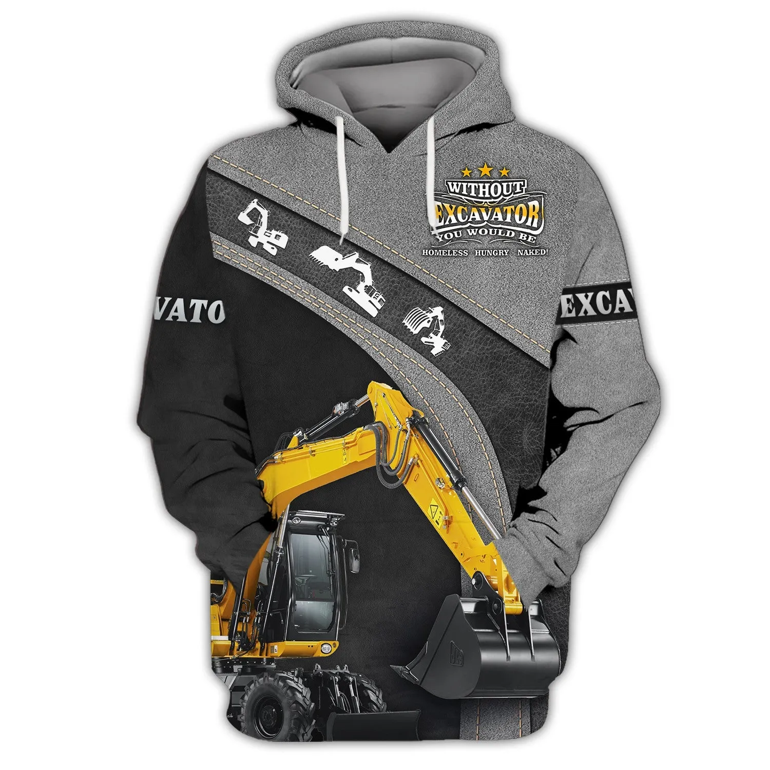 Excavator Old Man 3D All Over Printed Shirts Sweatshirt Zip Hoodie Bomber, Gift For Excavator Man